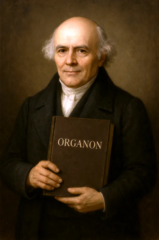 Samuel Hahnemann avec l'Organon